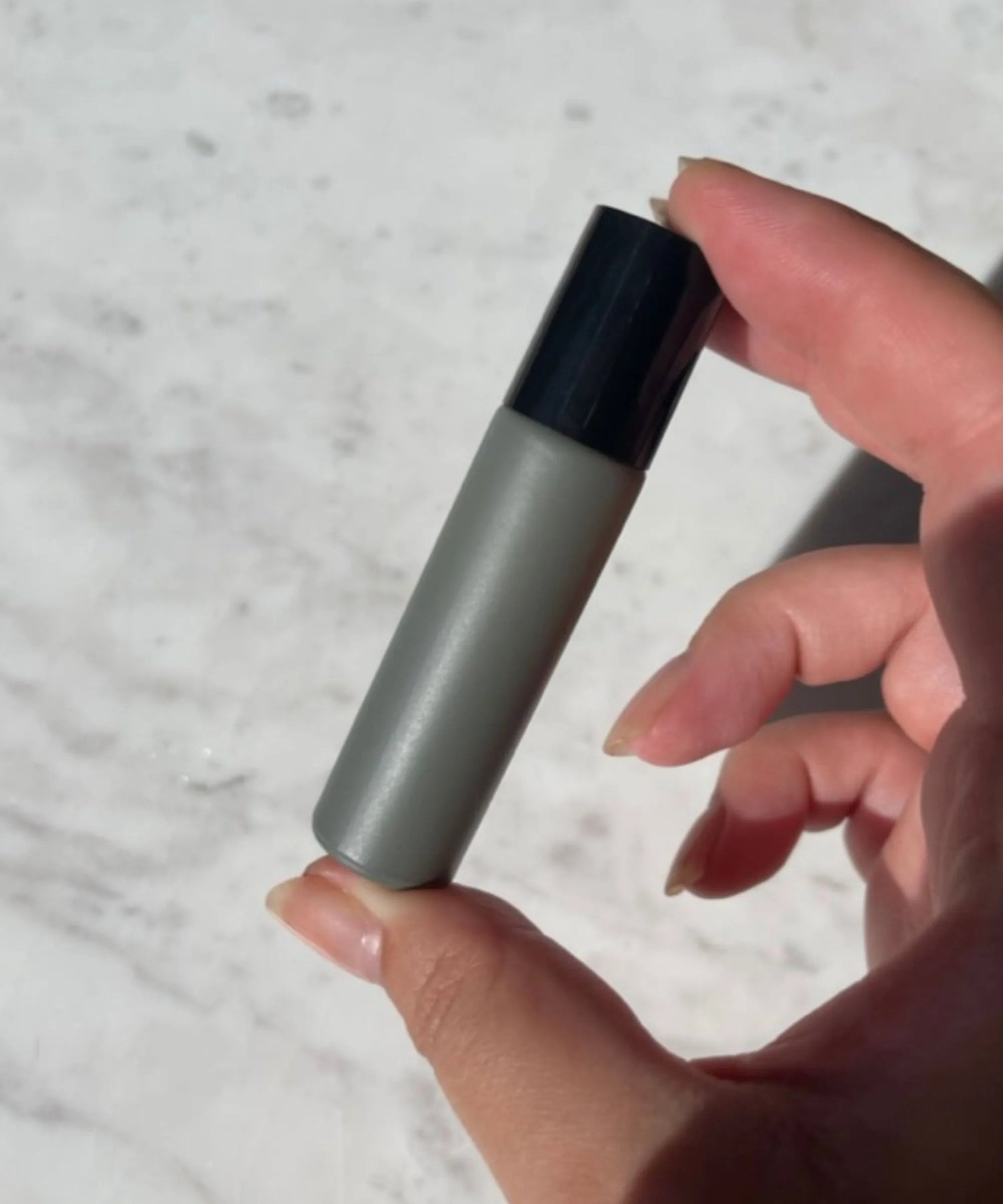 10ml Grey Glass Roller Bottle - Black Lid