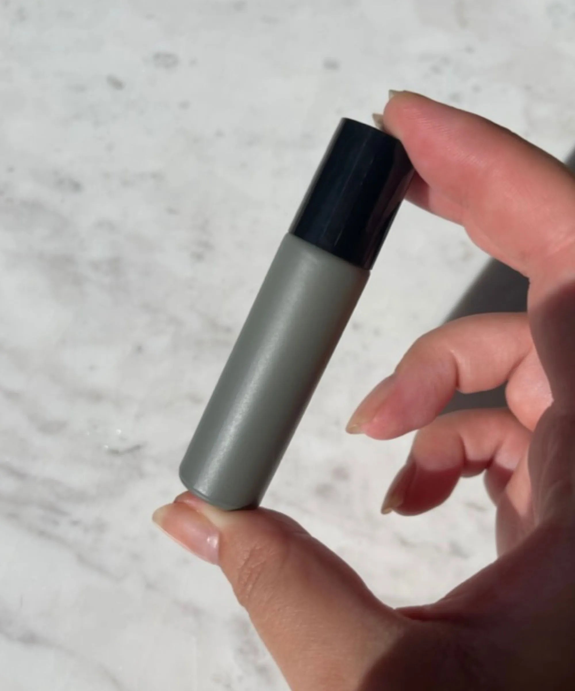 10ml Grey Glass Roller Bottle - Black Lid