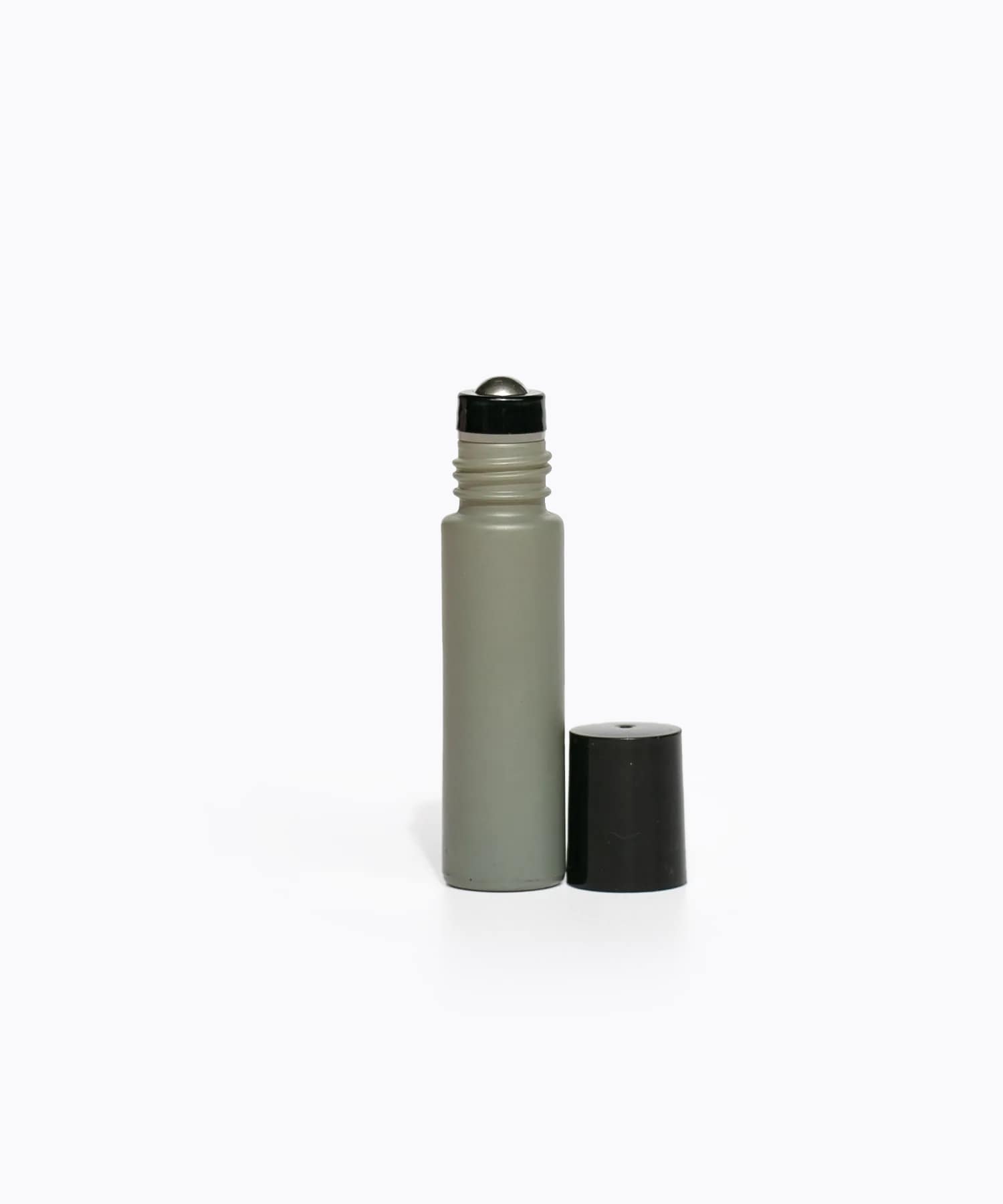 10ml Grey Glass Roller Bottle - Black Lid