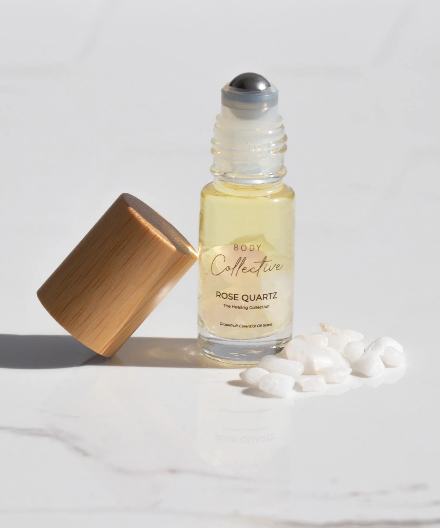 5ml Mini Glass Roller Bottle - Bamboo Lid