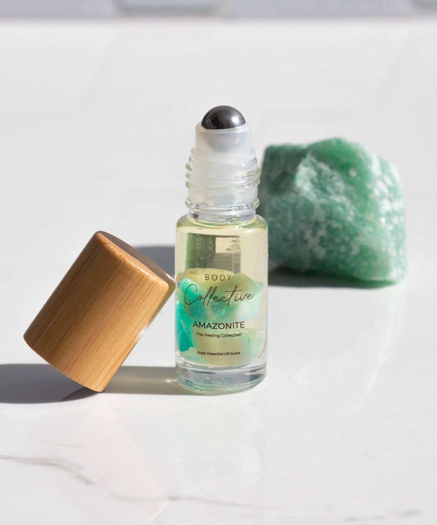 5ml Mini Glass Roller Bottle - Bamboo Lid